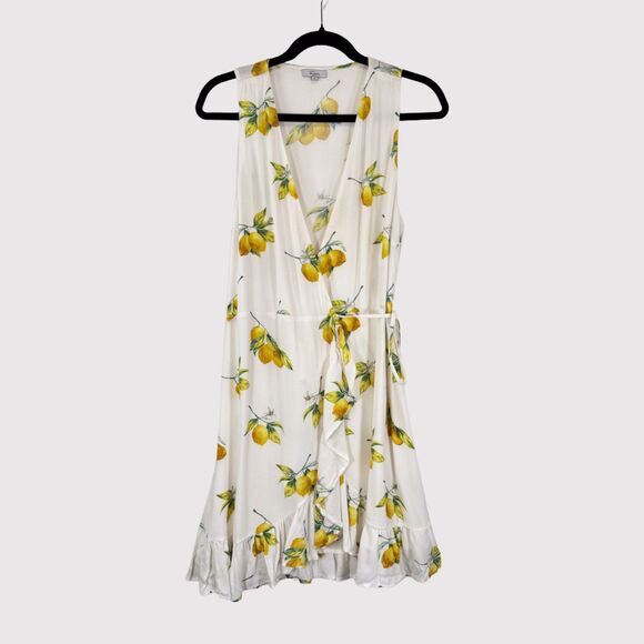 Rails Womens Dress White Lemon Madison Wrap V Neck Tank Sleeveless A Line Small - Picture 2 of 13